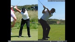 Jon Rahm golf swing  Long Iron faceon amp downtheline July 2017 [upl. by Adlaremse933]