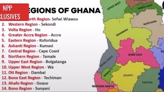 The 16 new Regions in Ghana and their Capital towns regions ghananews currentaffairs [upl. by Roskes]