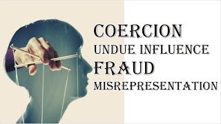 Coercion Undue Influence Fraud Misrepresentation  Indian Contract Act 1872  Law Guru [upl. by Cowen841]