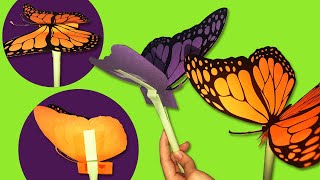 DIY BUTTERFLY WITH MOVING WINGS  FUN amp EASY [upl. by Camroc403]