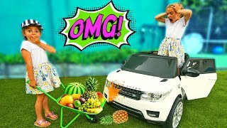 GISELE amp CLAUDIA PRETEND PLAY WITH FRUIT COLORS IN GARDEN FUNNY VIDEO EDUCATIONAL By LAS RATITAS [upl. by Vick]