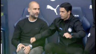 Arteta Awkward Celebration With Pep Guardiola [upl. by Zetrac373]