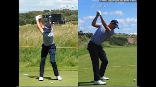 Justin Thomas golf swing  Long Iron faceon amp downtheline July 2017 [upl. by Agnella]