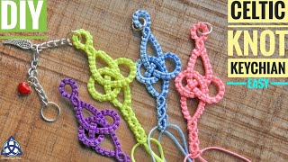 DIY  Celtic Knot Macrame Keychian Tutorial EASY Macrame Craft [upl. by Ennael]