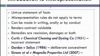 Misrepresentation Lecture 1 of 4 [upl. by Clapper]