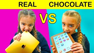 CHOCOLATE vs REAL Gisele y Claudia [upl. by Raffo]