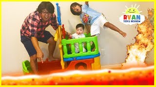 THE FLOOR IS LAVA CHALLENGE Ryan ToysReview Family Fun Kids Pretend Playtime [upl. by Ebner]