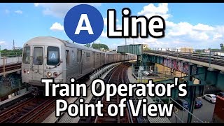 ⁴ᴷ⁶⁰ NYC Subway Front Window View  The A Express to Rockaway Park [upl. by Lenee697]