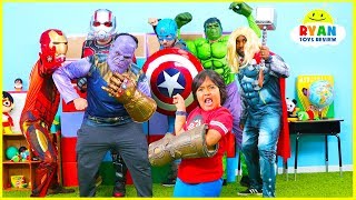 Ryan vs Thanos Marvel Endgame Superheroes Hide and Seek [upl. by Milda]