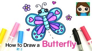 How to Draw a Butterfly Easy [upl. by Atteselrahc]